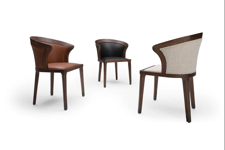Villa/ Apartment Dining Chairs With Curved Back And Armrest Hotel Restaurant Dining Chair